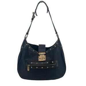 Louis Vuitton LV Suhali Affriolant Black Leather Gold Studded Hobo Shoulder Bag